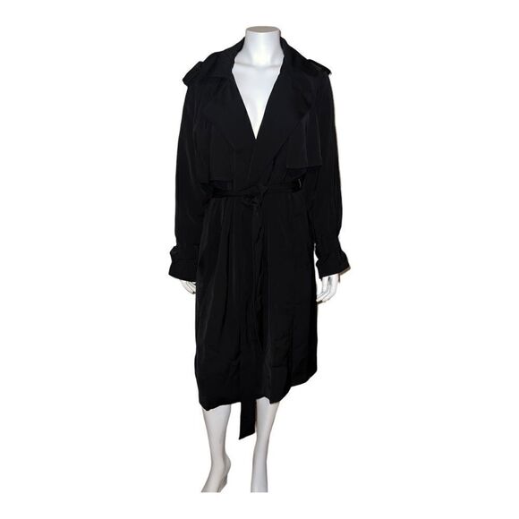 Refinity Women's Tranch Rhythm Trench Coat Black Extra Small Plus Size 16 NWT - Picture 3 of 9